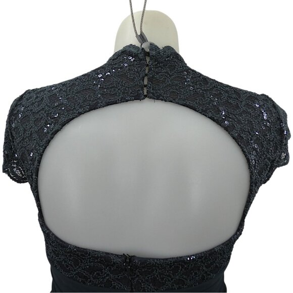 Betsy & Adam Gray Lace Sequin Gown Sz 14  Mother of Bride Formal Evening Dress - Picture 9 of 12